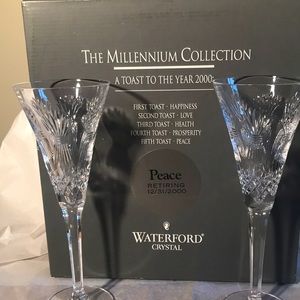 Waterford Crystal Millennium Peace Flutes one pair